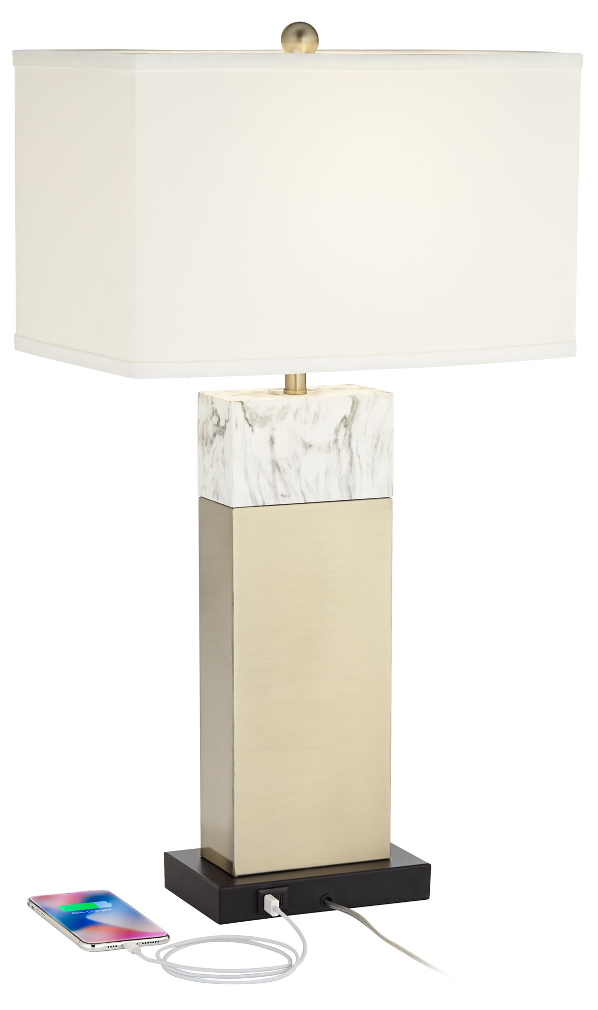 360 Lighting Two-Tone Faux Marble and Gold Table Lamp