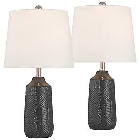 Image2 of 360 Lighting Unity 22 1/4" Modern Black Ceramic Table Lamps Set of 2
