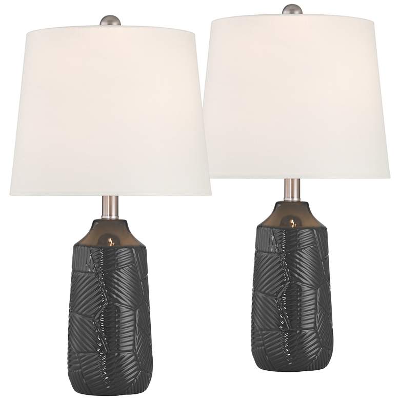 Image 2 360 Lighting Unity 22 1/4" Modern Black Ceramic Table Lamps Set of 2
