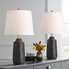 Image1 of 360 Lighting Unity 22 1/4" Modern Black Ceramic Table Lamps Set of 2