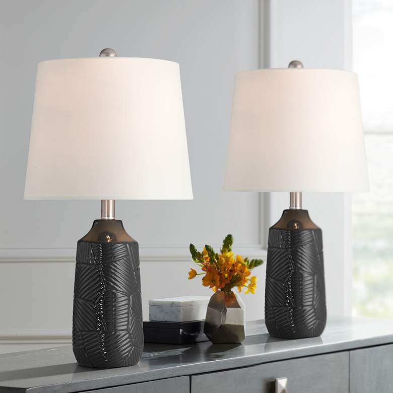 Image 1 360 Lighting Unity 22 1/4" Modern Black Ceramic Table Lamps Set of 2