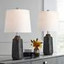 Thumbnail1 of 360 Lighting Unity 22 1/4" Modern Black Ceramic Table Lamps Set of 2