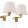 3_360 Lighting Valentine Warm Gold Swing Arm Plug-In Wall Lamps Set of 2
