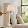 2_360 Lighting Valentine Warm Gold Swing Arm Plug-In Wall Lamps Set of 2