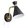 360 Lighting Venice 11 1/2" Modern Matte Black Cone Plug-In Wall Lamp
