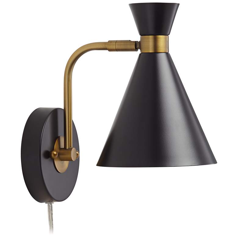 Image 7 360 Lighting Venice 11 1/2" Modern Matte Black Cone Plug-In Wall Lamp more views