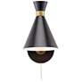 360 Lighting Venice 11 1/2" Modern Matte Black Cone Plug-In Wall Lamp in scene