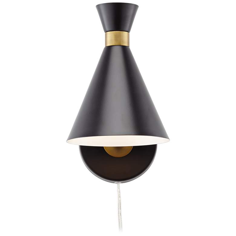 Image 7 360 Lighting Venice Matte Black Cone Plug-In Wall Lamps Set of 2 more views