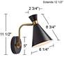 360 Lighting Venice Matte Black Cone Plug-In Wall Lamps Set of 2