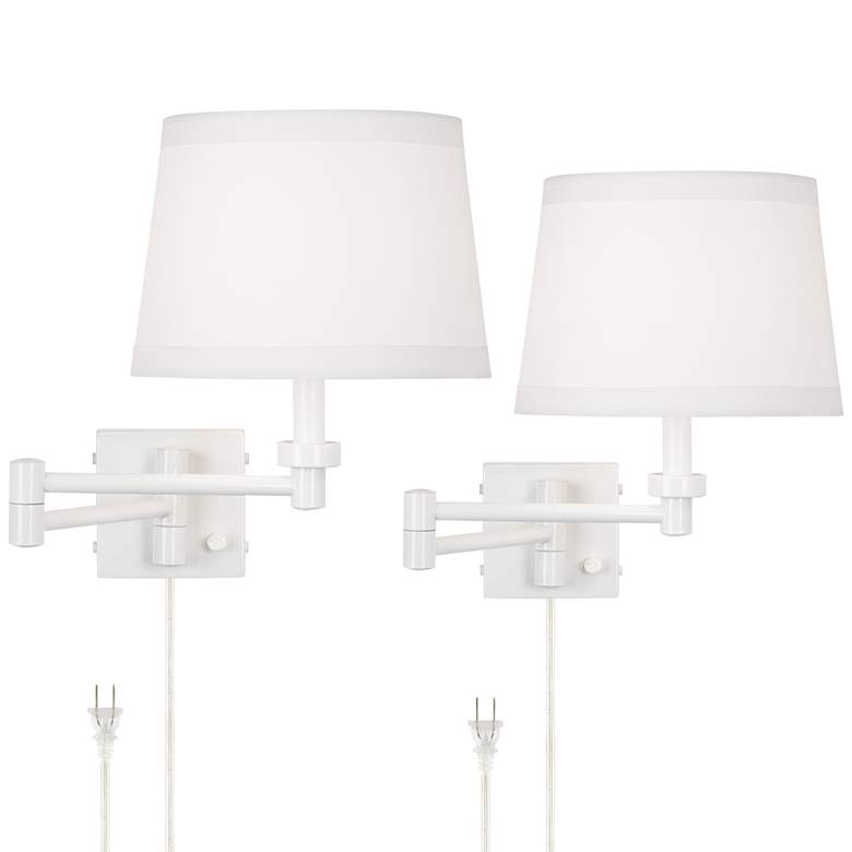 Image 1 360 Lighting Vero 15 inch High White Plug-In Swing Arm Wall Lamps Set of 2