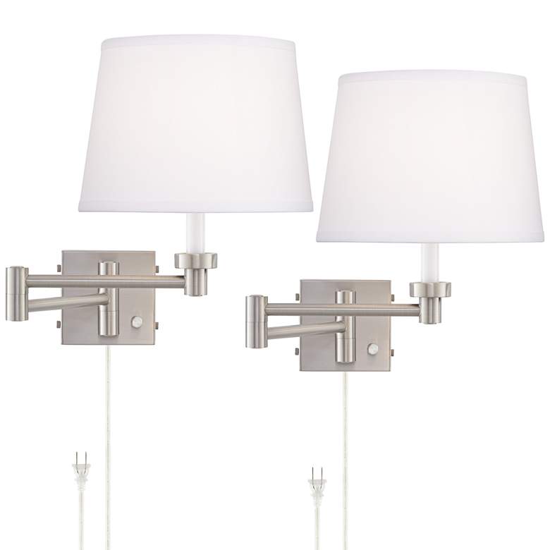 Image 2 360 Lighting Vero Nickel Swing Arm Plug-In USB Wall Lamps Set of 2
