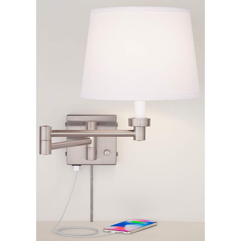 Image 3 360 Lighting Vero Nickel Swing Arm Plug-In USB Wall Lamps Set of 2 more views