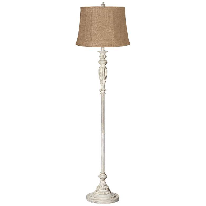 Image 2 360 Lighting Vintage Chic 60 inch Burlap and Antique White Floor Lamp