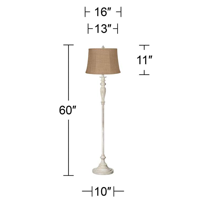 Image 6 360 Lighting Vintage Chic 60" Burlap and Antique White Floor Lamp more views