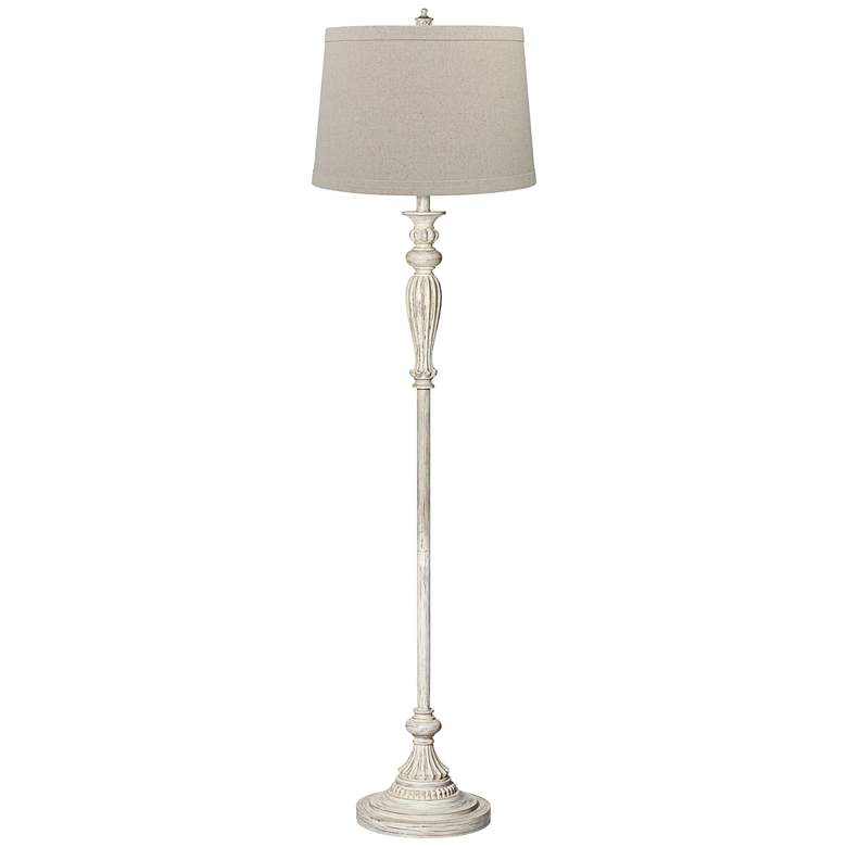 Image 1 360 Lighting Vintage Chic 60 inch Burlap Shade  Antique White Floor Lamp