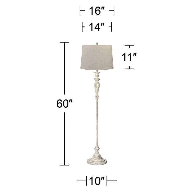 Image 6 360 Lighting Vintage Chic 60" Burlap Shade Antique White Floor Lamp more views