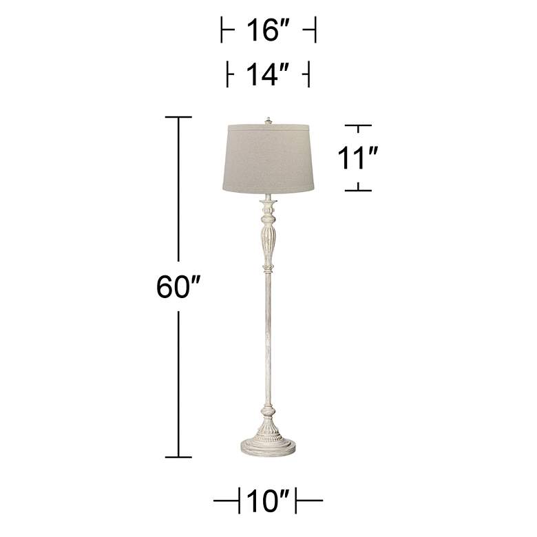 Image 6 360 Lighting Vintage Chic 60 inch Burlap Shade  Antique White Floor Lamp more views