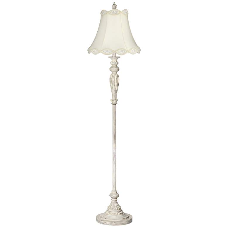 Image 1 360 Lighting Vintage Chic 60" Cream Shade Antique White Floor Lamp