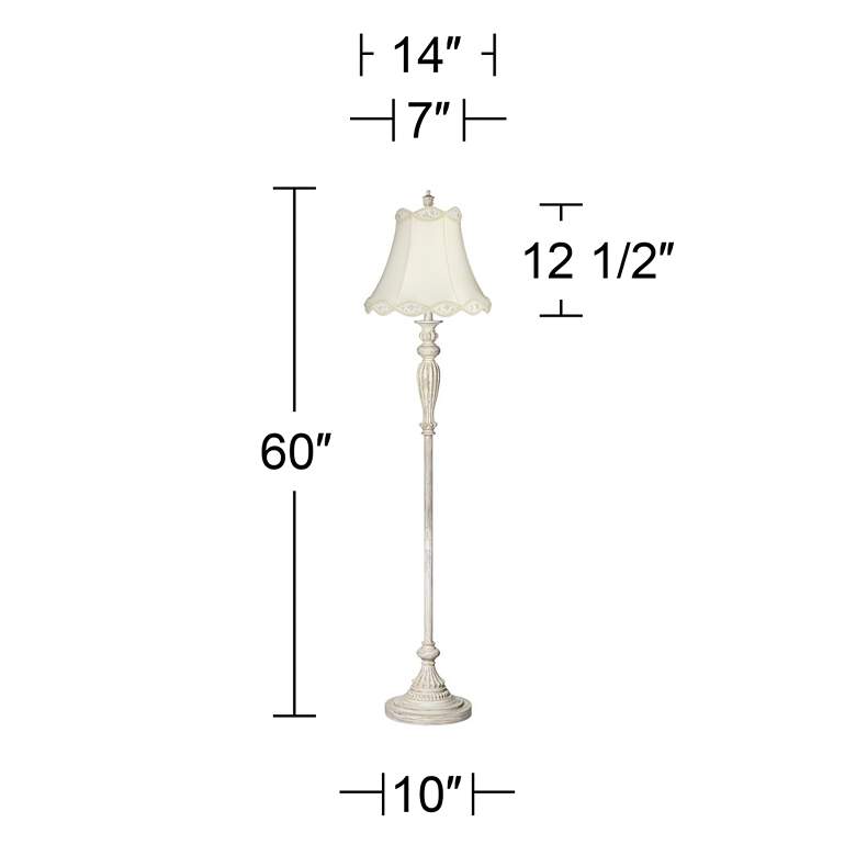 Image 7 360 Lighting Vintage Chic 60" Cream Shade Antique White Floor Lamp more views