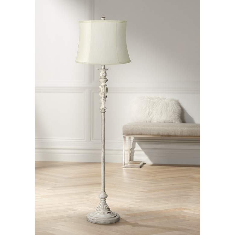 Image 1 360 Lighting Vintage Chic 60" Creme and Antique White Floor Lamp