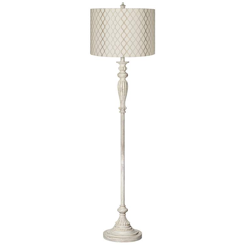Image 2 360 Lighting Vintage Chic 60" Embroidered and Antique White Floor Lamp