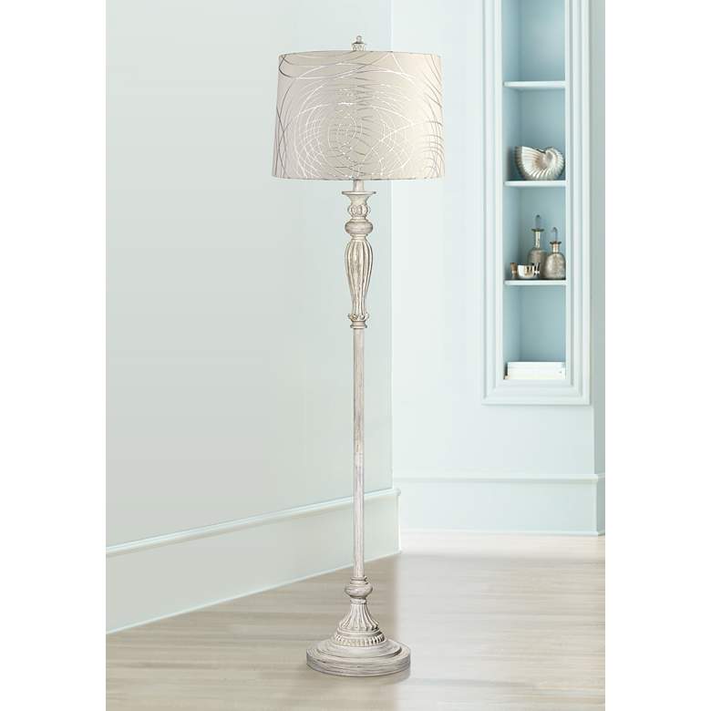 Image 1 360 Lighting Vintage Chic 60" Floor Lamp with Silver Circles Shade