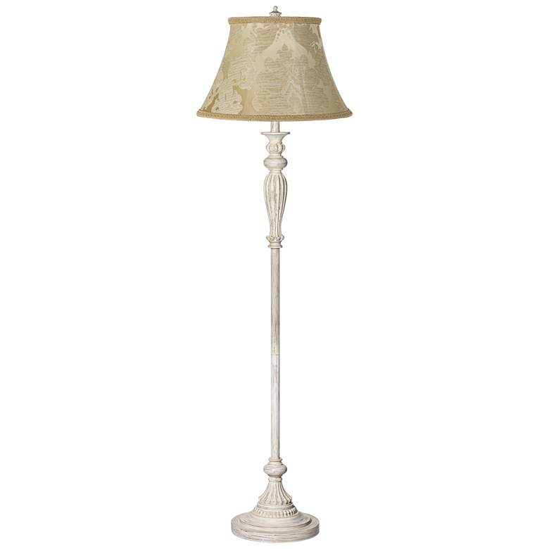 Image 1 360 Lighting Vintage Chic 60" Ivory Brocade Antique White Floor Lamp