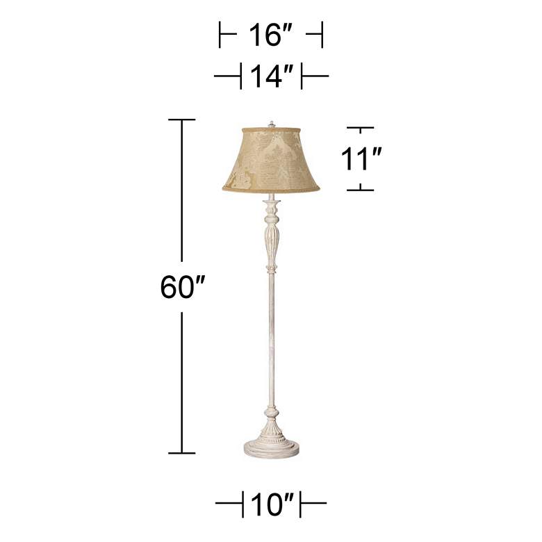 Image 7 360 Lighting Vintage Chic 60" Ivory Brocade Antique White Floor Lamp more views
