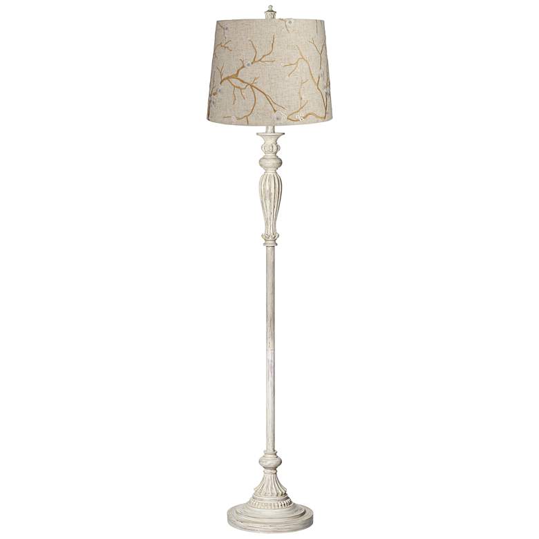 Image 1 360 Lighting Vintage Chic 60" Plum Flower Antique White Floor Lamp