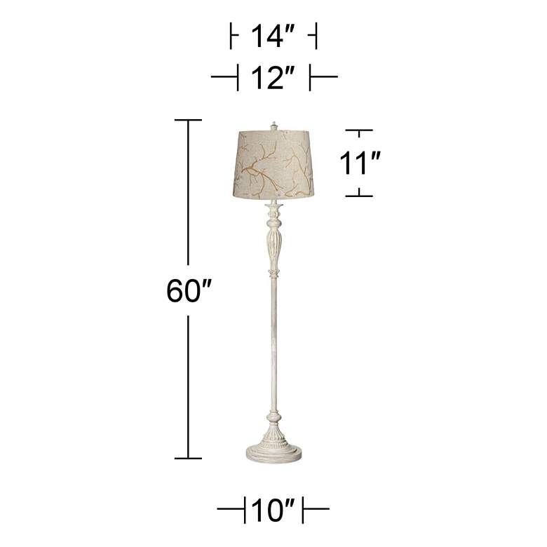 Image 6 360 Lighting Vintage Chic 60" Plum Flower Antique White Floor Lamp more views