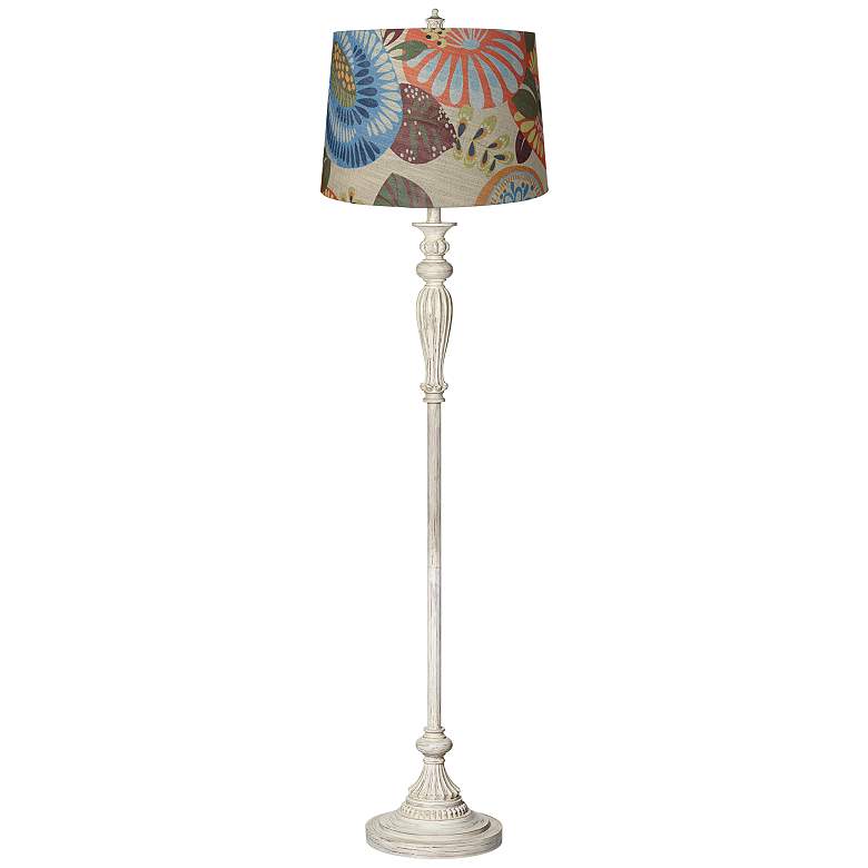 Image 1 360 Lighting Vintage Chic 60" Tropic Shade Antique White Floor Lamp