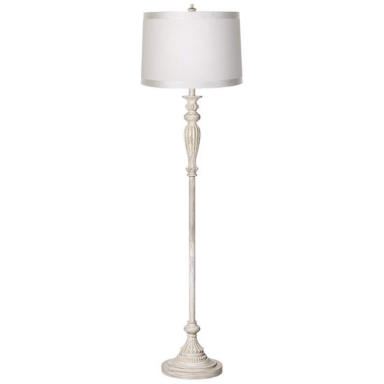 Image 2 360 Lighting Vintage Chic 60" White Drum and Antique White Floor Lamp