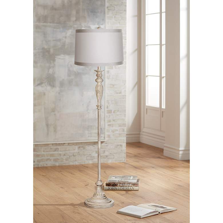 Image 1 360 Lighting Vintage Chic 60 inch White Drum and Antique White Floor Lamp