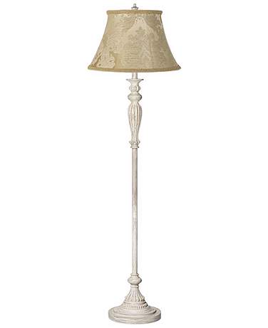 360 Lighting Vintage Chic 60" Ivory Brocade Antique White Floor Lamp