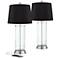 360 Lighting Watkin 27 1/2" Black and Glass USB Table Lamps Set of 2