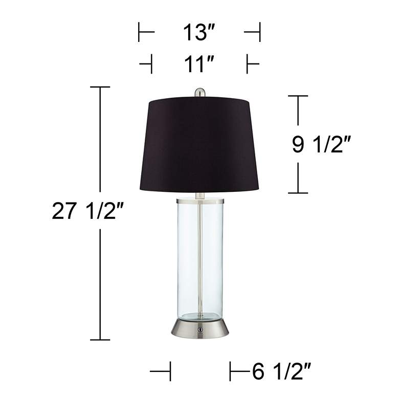 Image 6 360 Lighting Watkin 27 1/2 inch Black and Glass USB Table Lamps Set of 2 more views