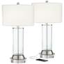 360 Lighting Watkin Clear Glass USB LED Table Lamps With Acrylic Risers