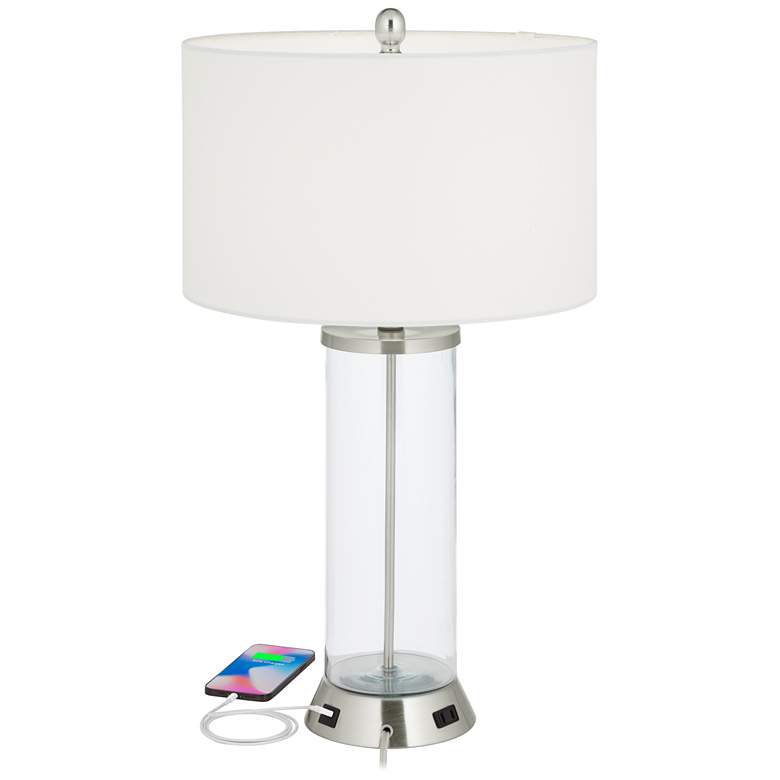 Image 2 360 Lighting Watkin Clear Glass USB LED Table Lamps With Acrylic Risers more views