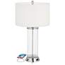 360 Lighting Watkin Clear Glass USB LED Table Lamps With Acrylic Risers