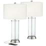 360 Lighting Watkin LED Glass Column USB and Outlet Table Lamps Set of 2