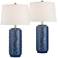 360 Lighting Waves 26 1/2" High Blue Ceramic Table Lamps Set of 2