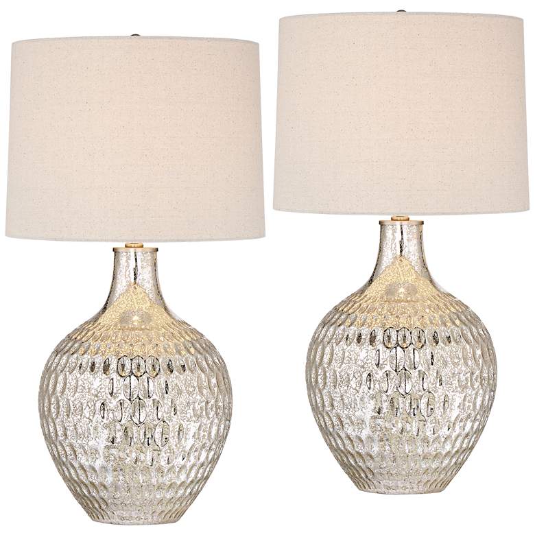 Image 2 360 Lighting Waylon 28" Modern Luxe Mercury Glass Table Lamps Set of 2