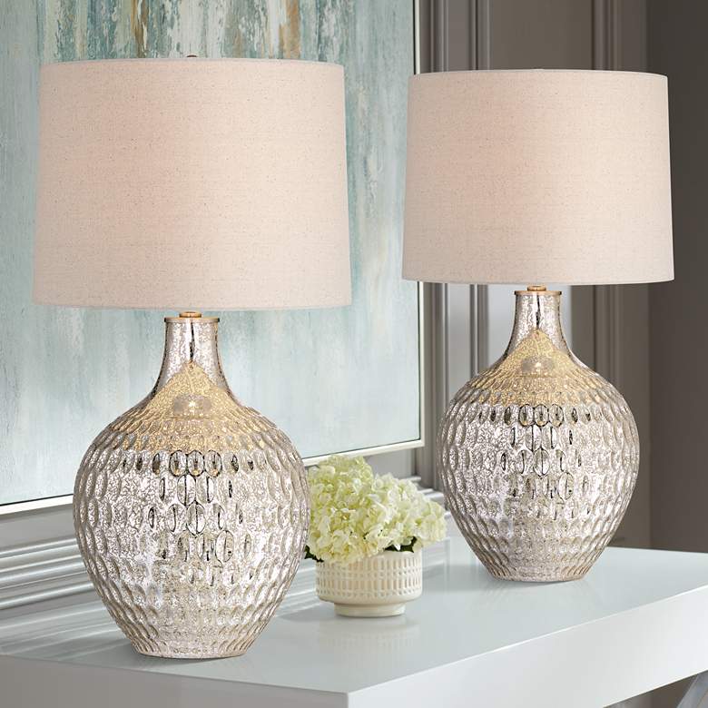 Image 1 360 Lighting Waylon 28" Modern Luxe Mercury Glass Table Lamps Set of 2