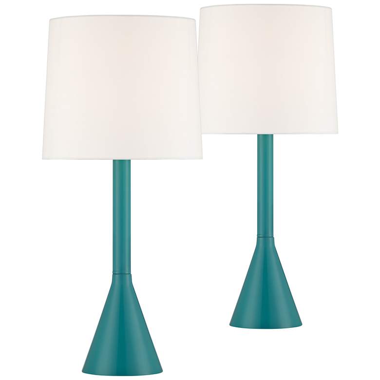 Image 2 360 Lighting Wesley 24 inch High Aqua Blue Modern Table Lamps Set of 2