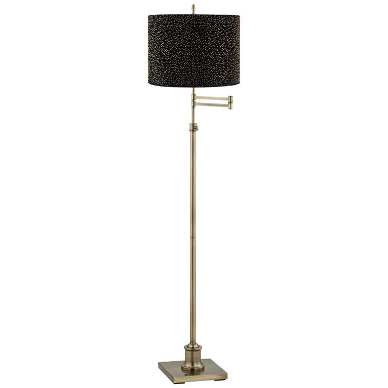 Image 1 360 Lighting Westbury Adjustable Brass and Black Shade Swing Arm Floor Lamp