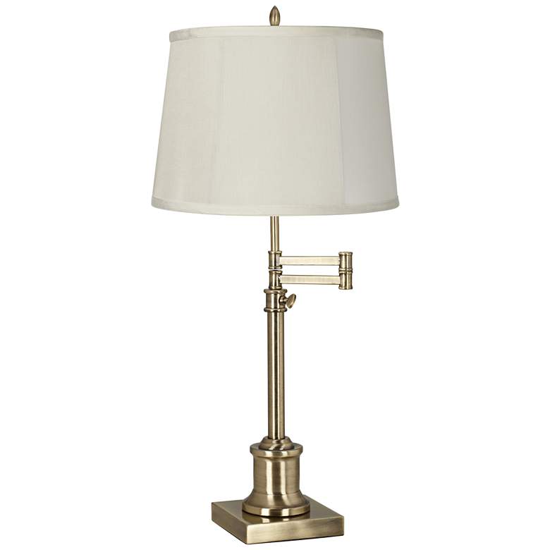 Image 2 360 Lighting Westbury Adjustable Height Beige and Brass Swing Arm Desk Lamp