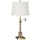 360 Lighting Westbury Adjustable Height Beige and Brass Swing Arm Desk Lamp