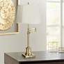 360 Lighting Westbury Adjustable Height Beige and Brass Swing Arm Desk Lamp