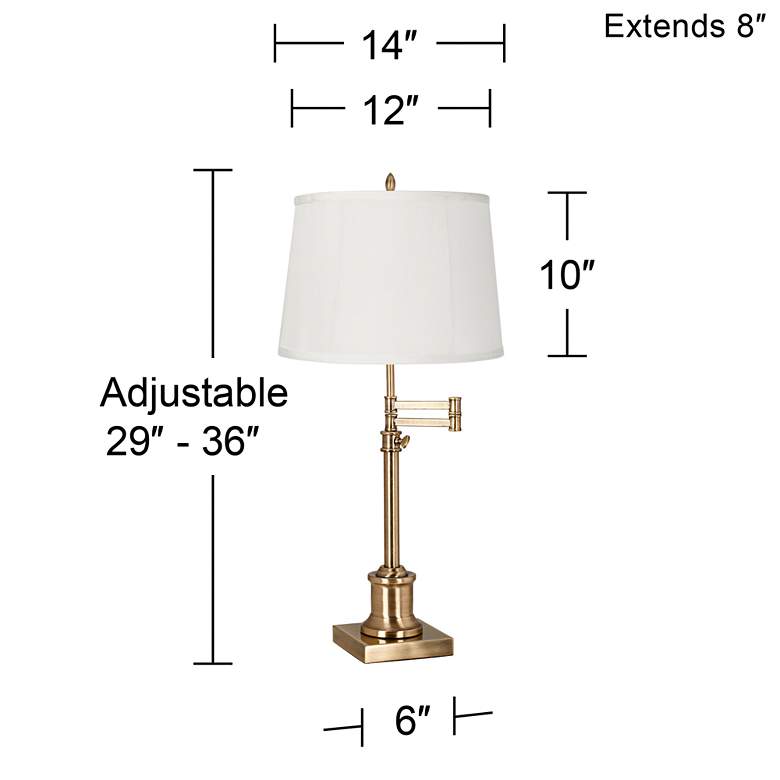 Image 6 360 Lighting Westbury Adjustable Height Beige and Brass Swing Arm Desk Lamp more views