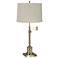 360 Lighting Westbury Adjustable Height Burlap and Brass Swing Arm Lamp